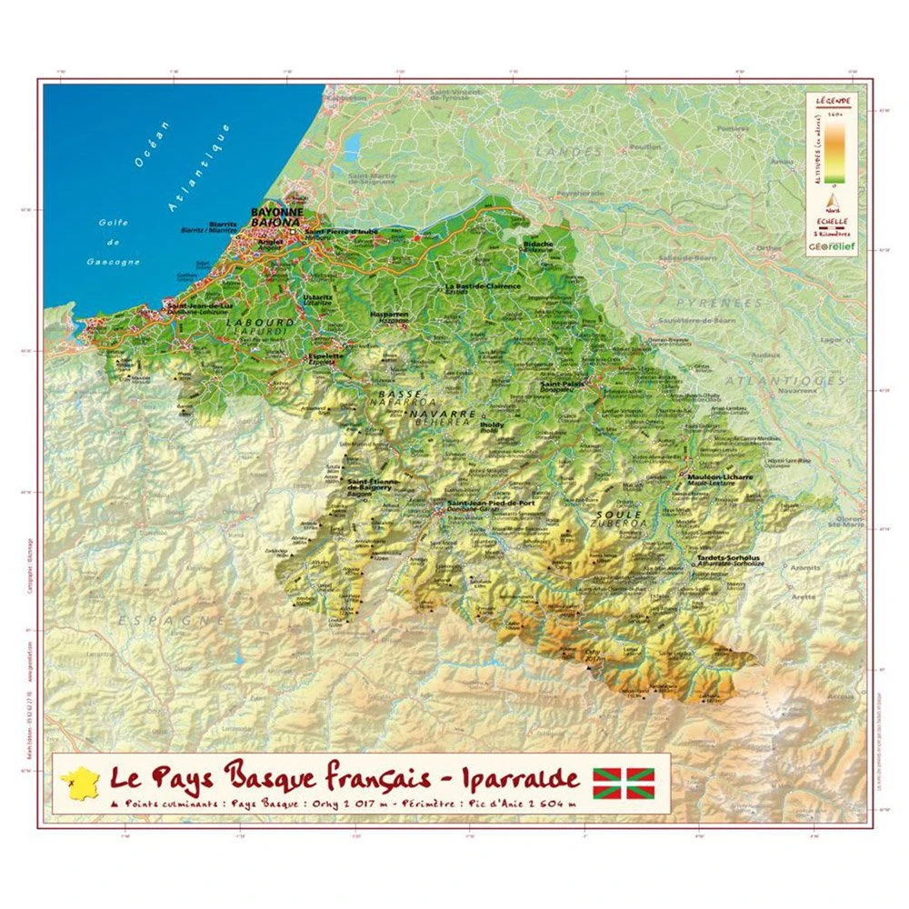Carte 3D Geo Relief Le Pays Basque Français / Iparralde 3 Carte 3D Geo Relief Le Pays Basque Français / Iparralde