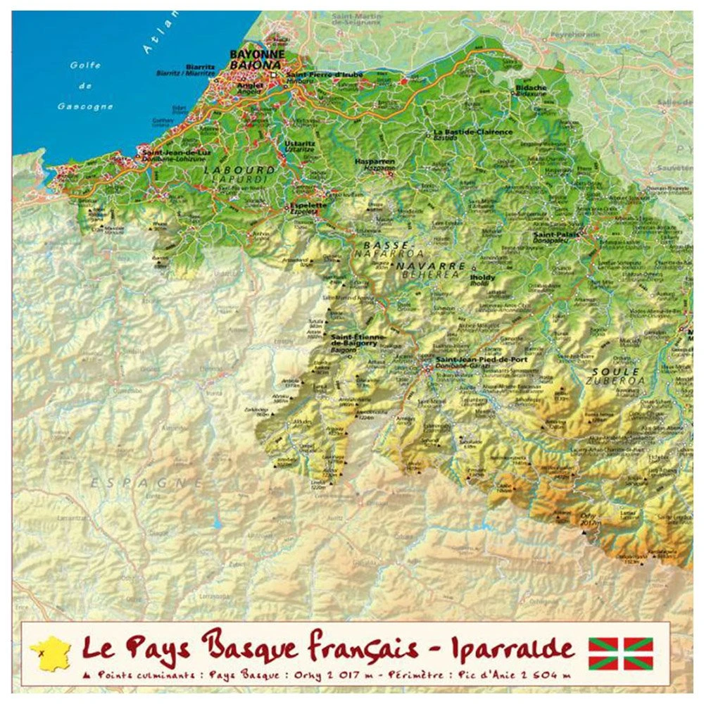 Carte 3D Geo Relief Le Pays Basque Français / Iparralde 4 Carte 3D Geo Relief Le Pays Basque Français / Iparralde – Image 2